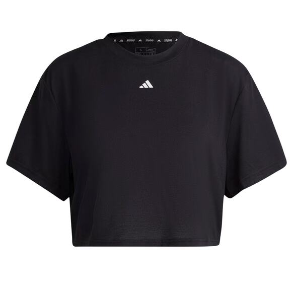 adidas Tops - Adidas Women Studio Tee Crop Top Knot-Back Training T-Shirt Size M Black
